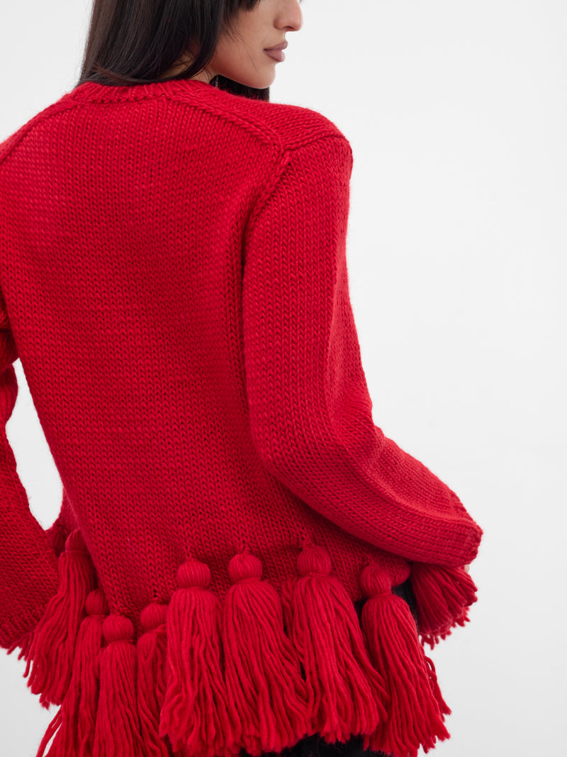 Red Wool Knit Tassel Sweater (GP-N016-W25-RED)
