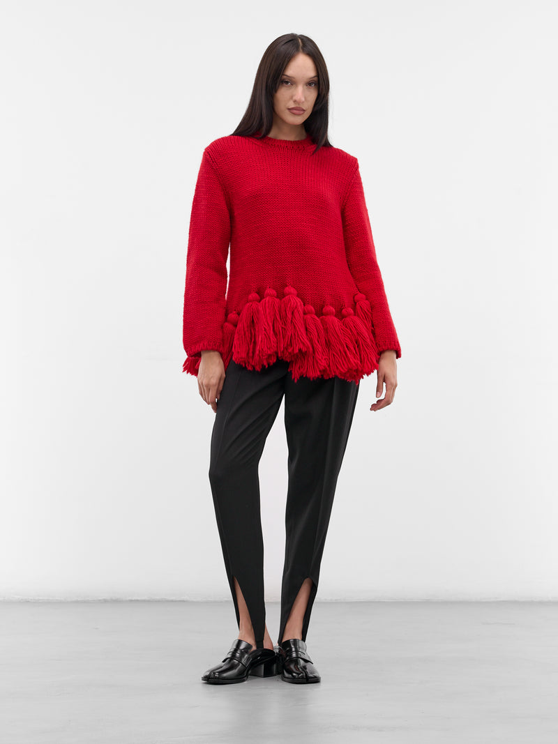 Red Wool Knit Tassel Sweater (GP-N016-W25-RED)