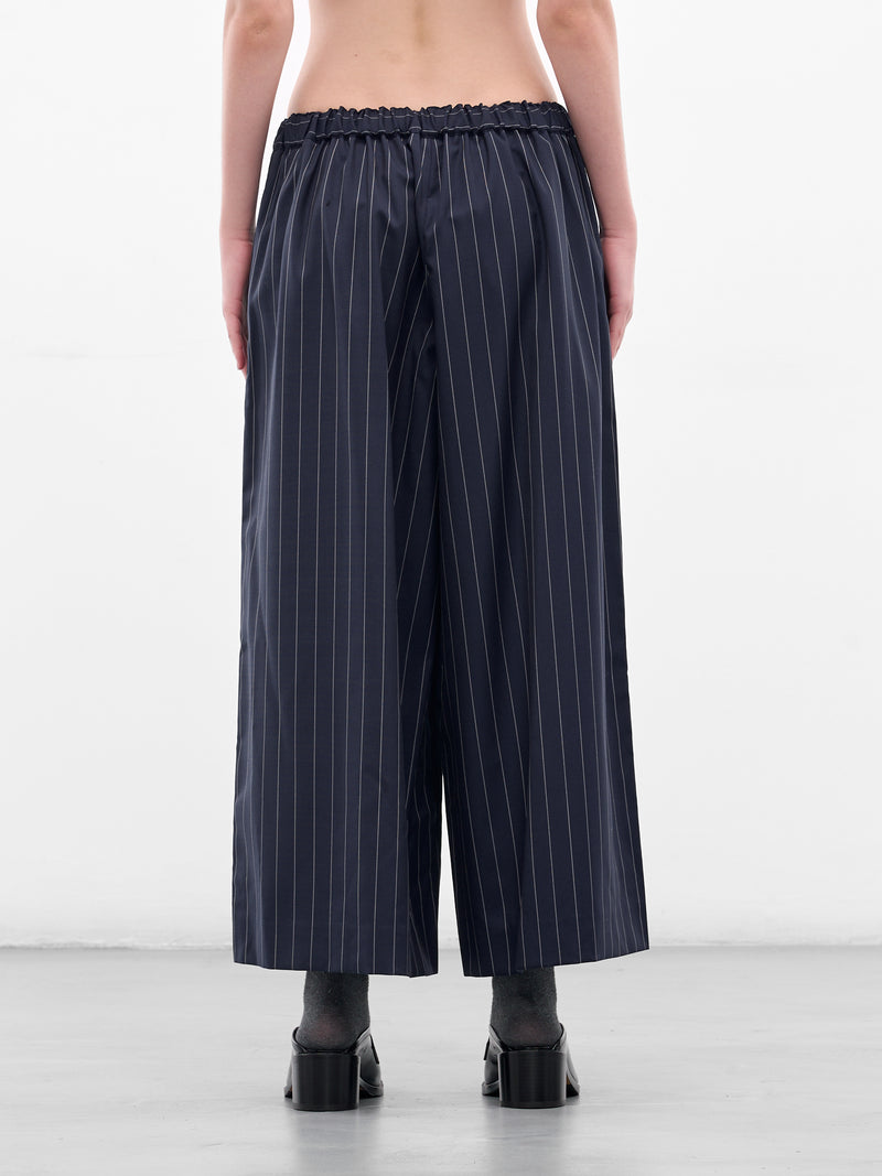 Navy Pinstripe Elasticated Baggy Trousers (GP-P014-051-1-NAVY)