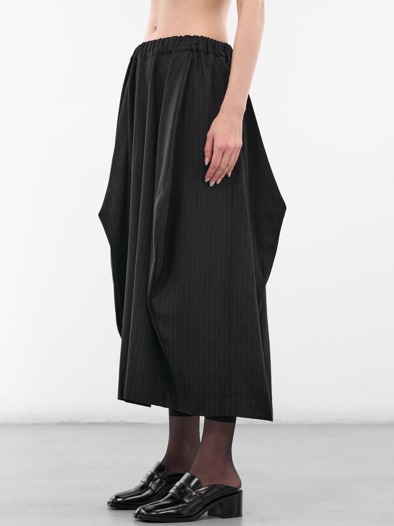 Black Pinstripe Draped Baggy Trousers (GP-P018-BLACK)