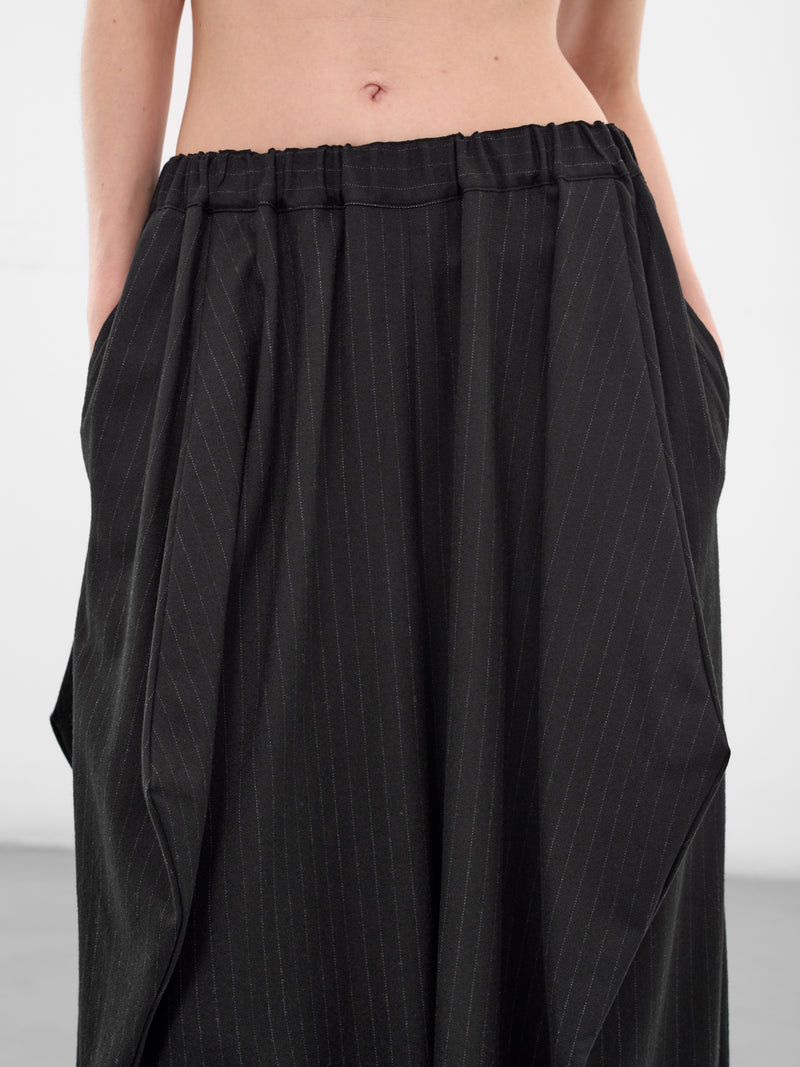 Black Pinstripe Draped Baggy Trousers (GP-P018-BLACK)