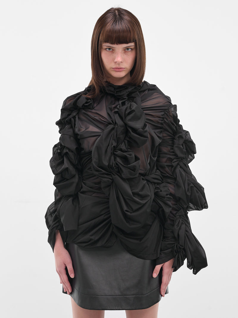 Black Sculptural Draped Layering Top (GP-T003-051-1-BLACK)