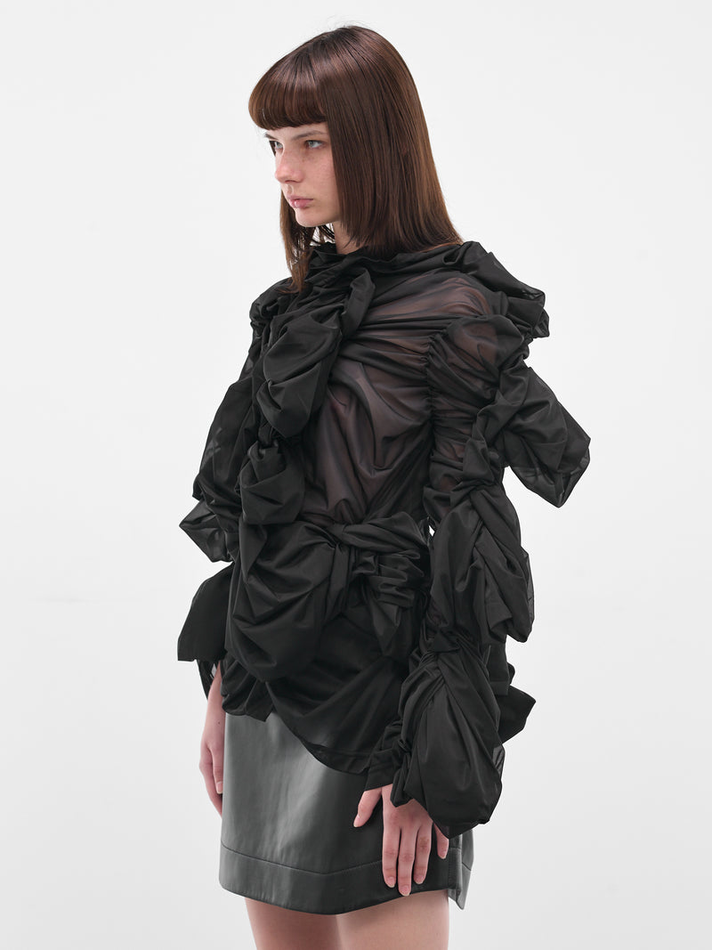 Black Sculptural Draped Layering Top (GP-T003-051-1-BLACK)