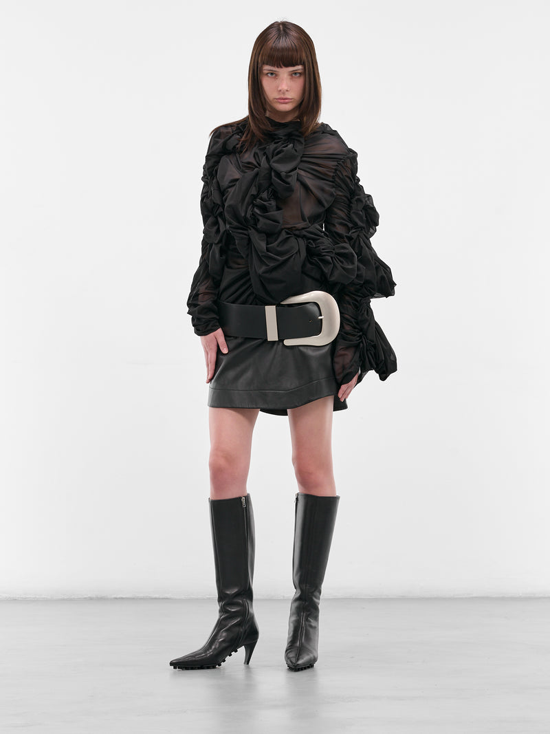 Black Sculptural Draped Layering Top (GP-T003-051-1-BLACK)