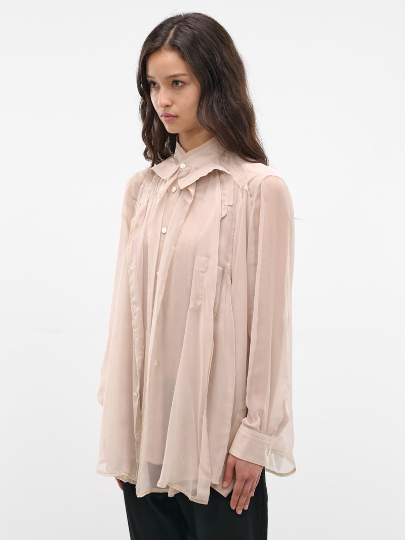 Beige Deconstructed Layered Draping Shirt (GQ-B011-S26-BEIGE)