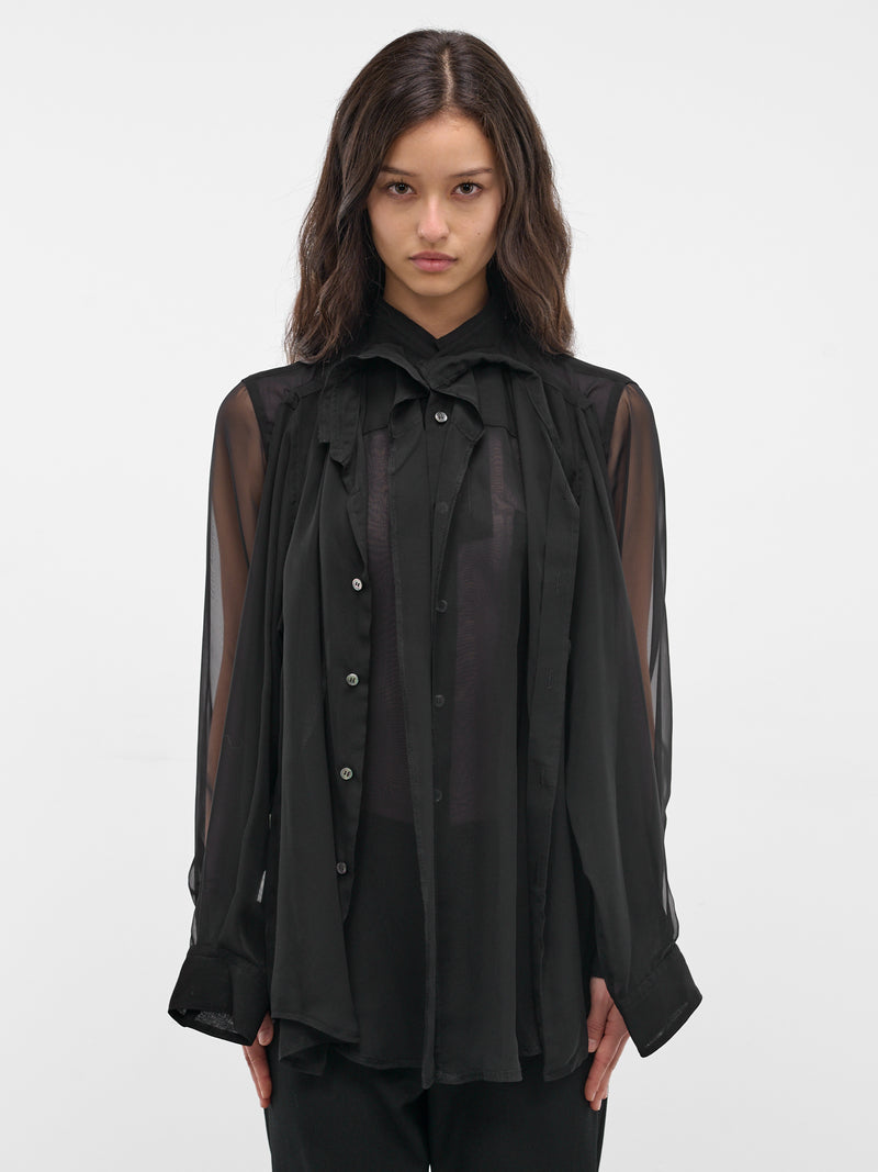 Black Deconstructed Layered Draping Shirt (GQ-B011-S26-BLACK)