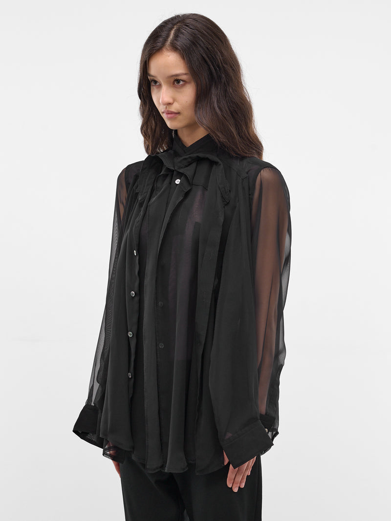 Black Deconstructed Layered Draping Shirt (GQ-B011-S26-BLACK)