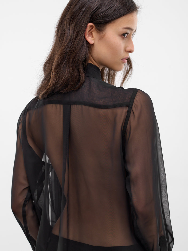 Black Deconstructed Layered Draping Shirt (GQ-B011-S26-BLACK)