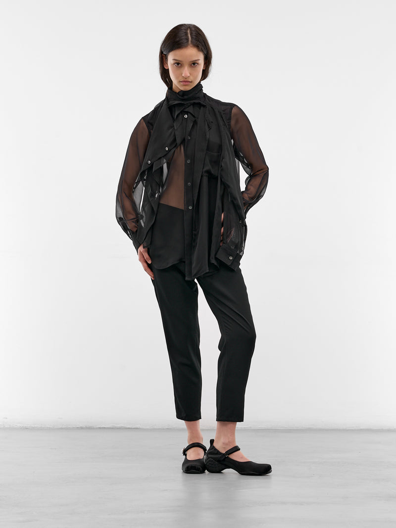 Black Deconstructed Layered Draping Shirt (GQ-B011-S26-BLACK)