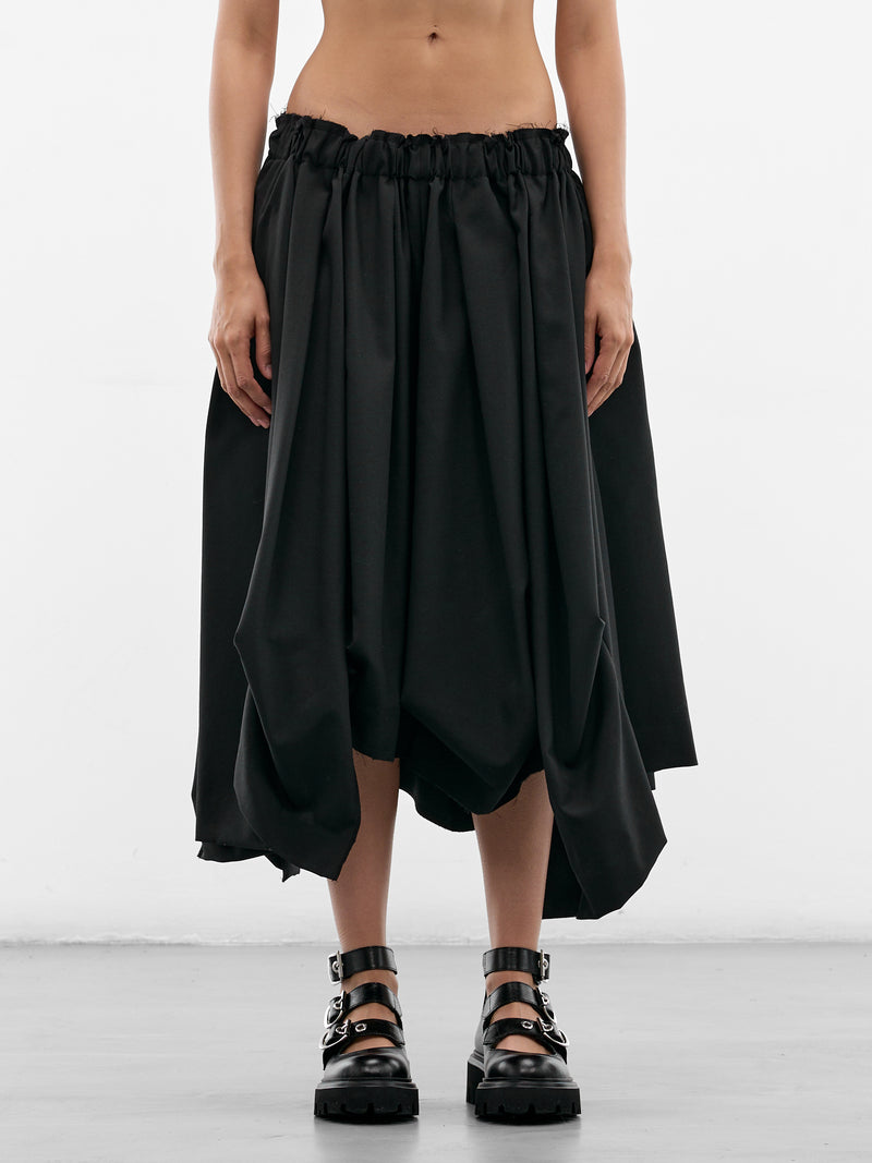 Deconstructed Baggy Ruffle Trousers (GQ-P024-BLACK-BLACK)