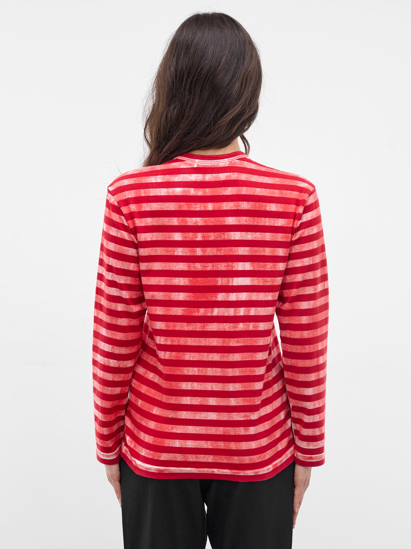 Red Spray Stripe Long Sleeve (GQ-T016-S26-RED-OFF-WHITE-RED)