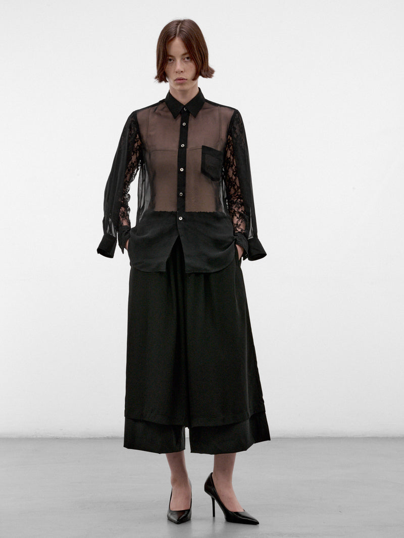 Wool Layered Skirt Wide Trousers (GR-P011-W26-BLACK)