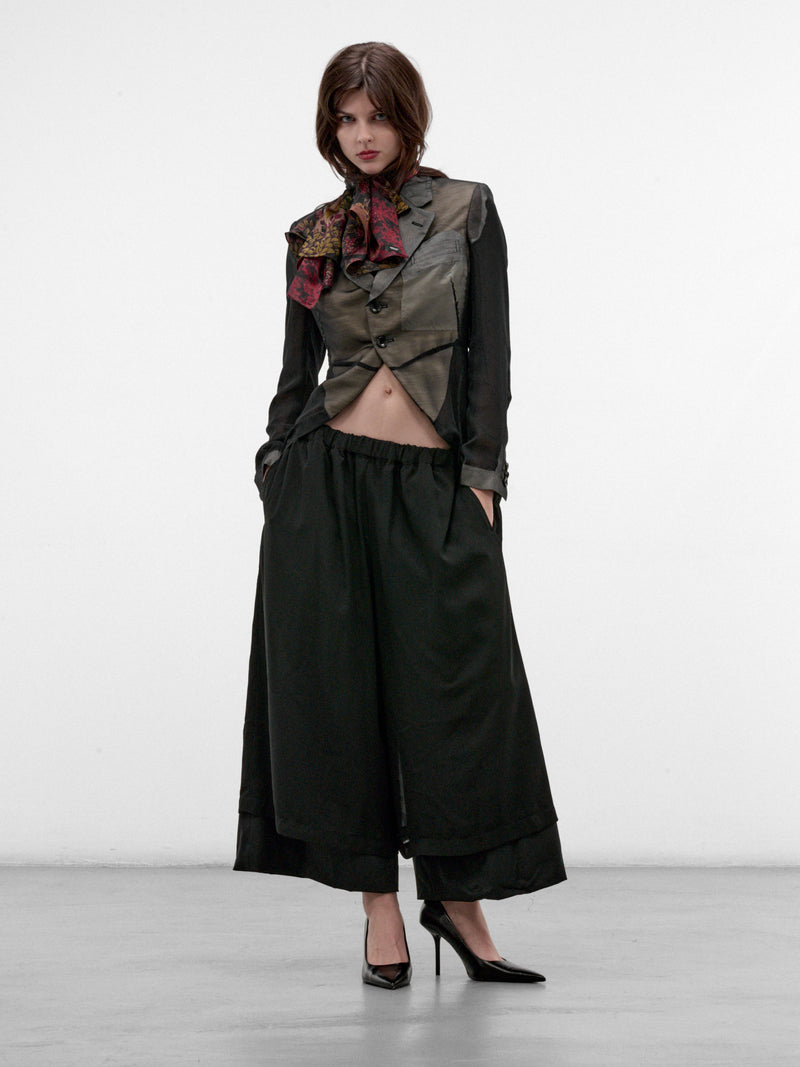 Black Sheer Paneled Tailcoat (GR-J009-W26-BLACK-BLACK)