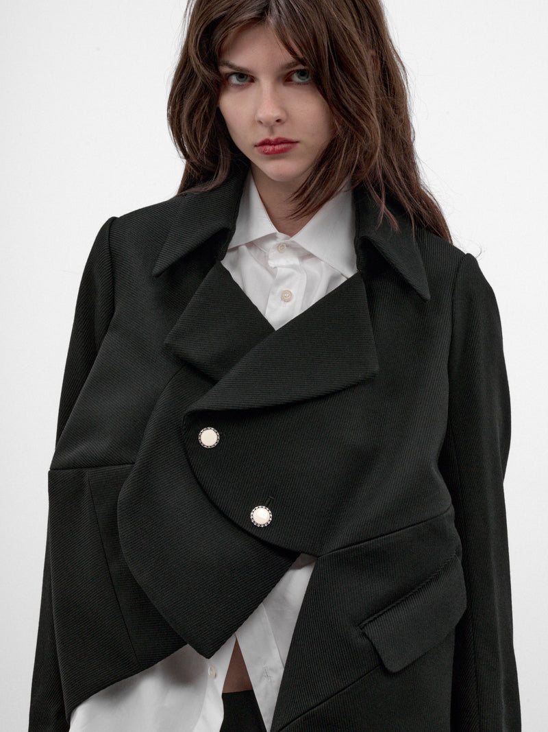 Black Sculptural Asymmetric Jacket (GR-J016-W26-BLACK-BLACK)