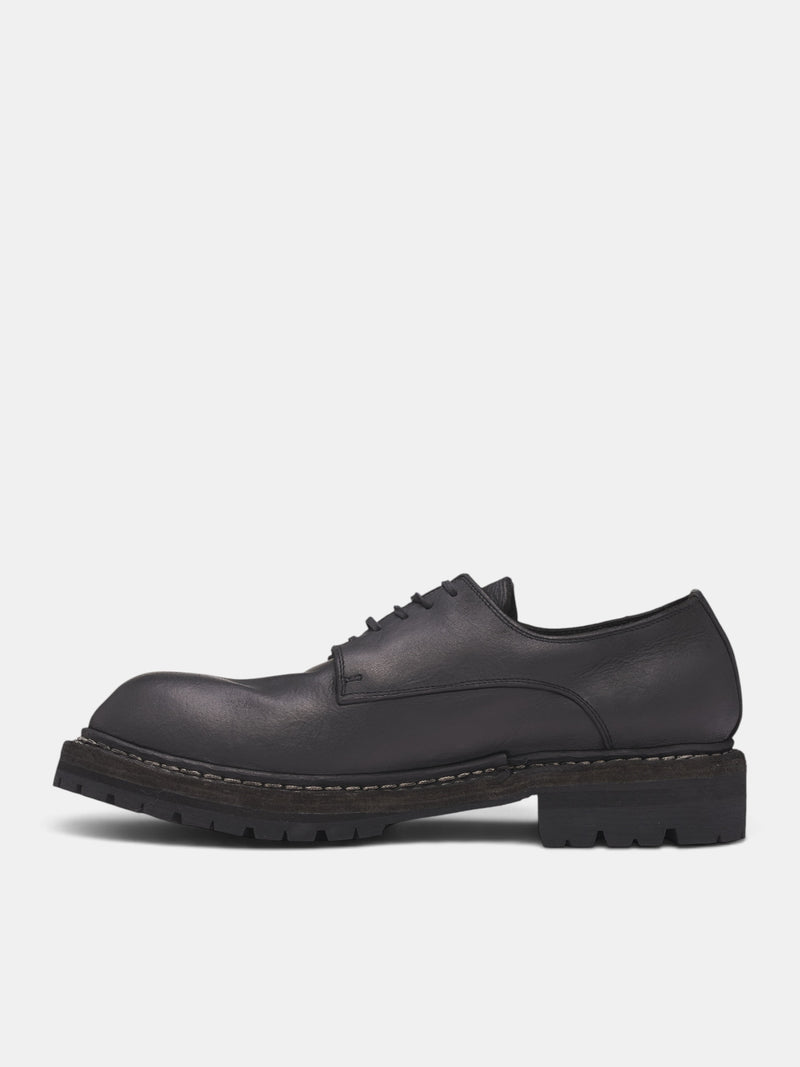 Black Leather GR02V Derby Shoes (GR02V-CALF-FG-BLKT-BLACK)