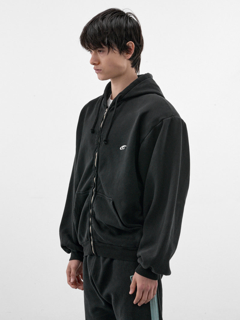Black Cotton Zip Hoodie (GRC-04-001BK-BLACK)