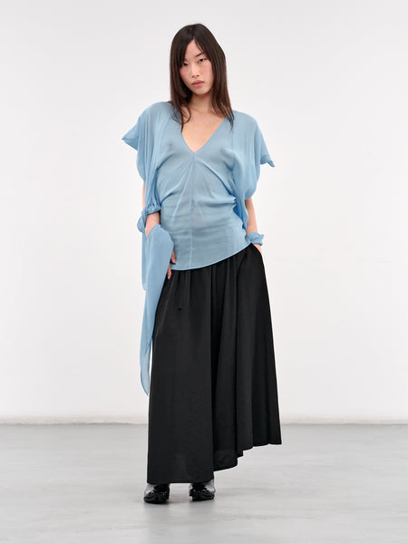 Fornax Draped Trim Blouse (H02-47-SKY-BLUE)