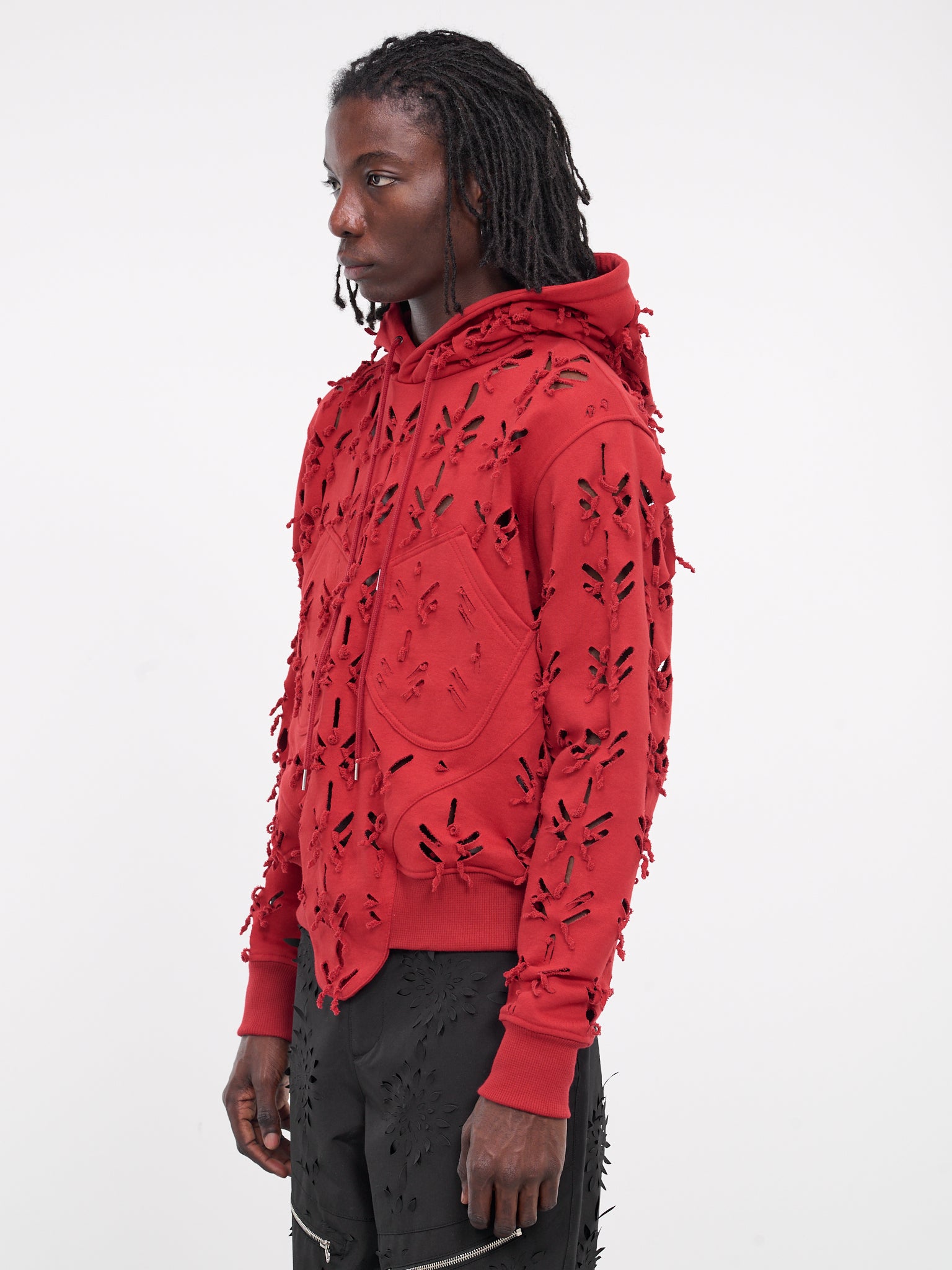 Slashed Jersey Hoodie (H03-RED)