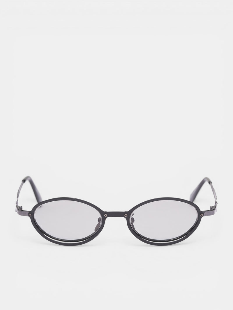 H18 Double Layered Oval Sunglasses (H18-49-19 BM-GREY1)