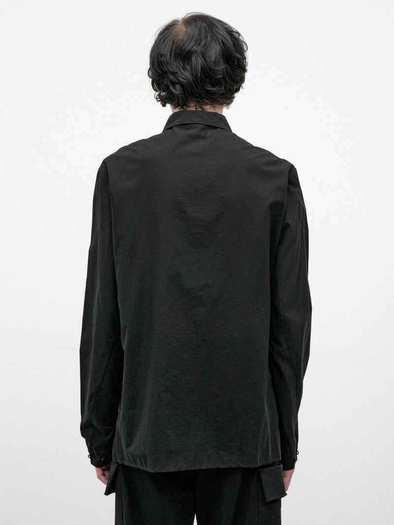 Black Cotton Button-Up Shirt (H222-CXL3-BLACK)