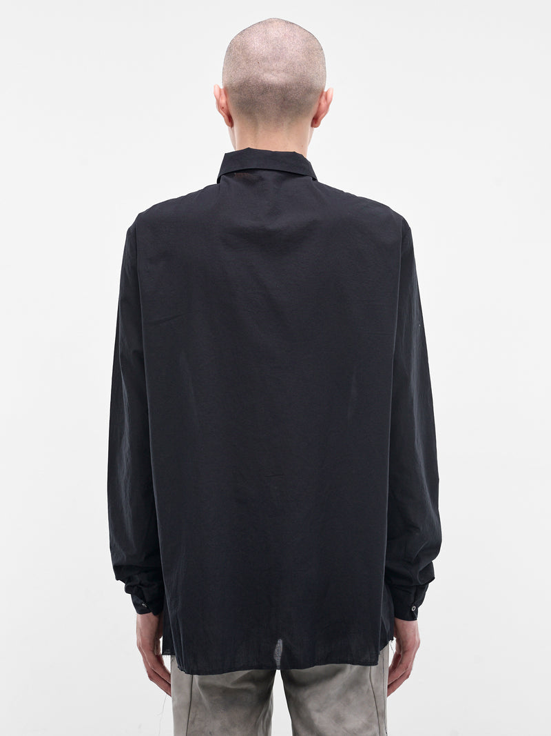 Black Cotton Button-Up Shirt (H222-CXL3-BLACK)