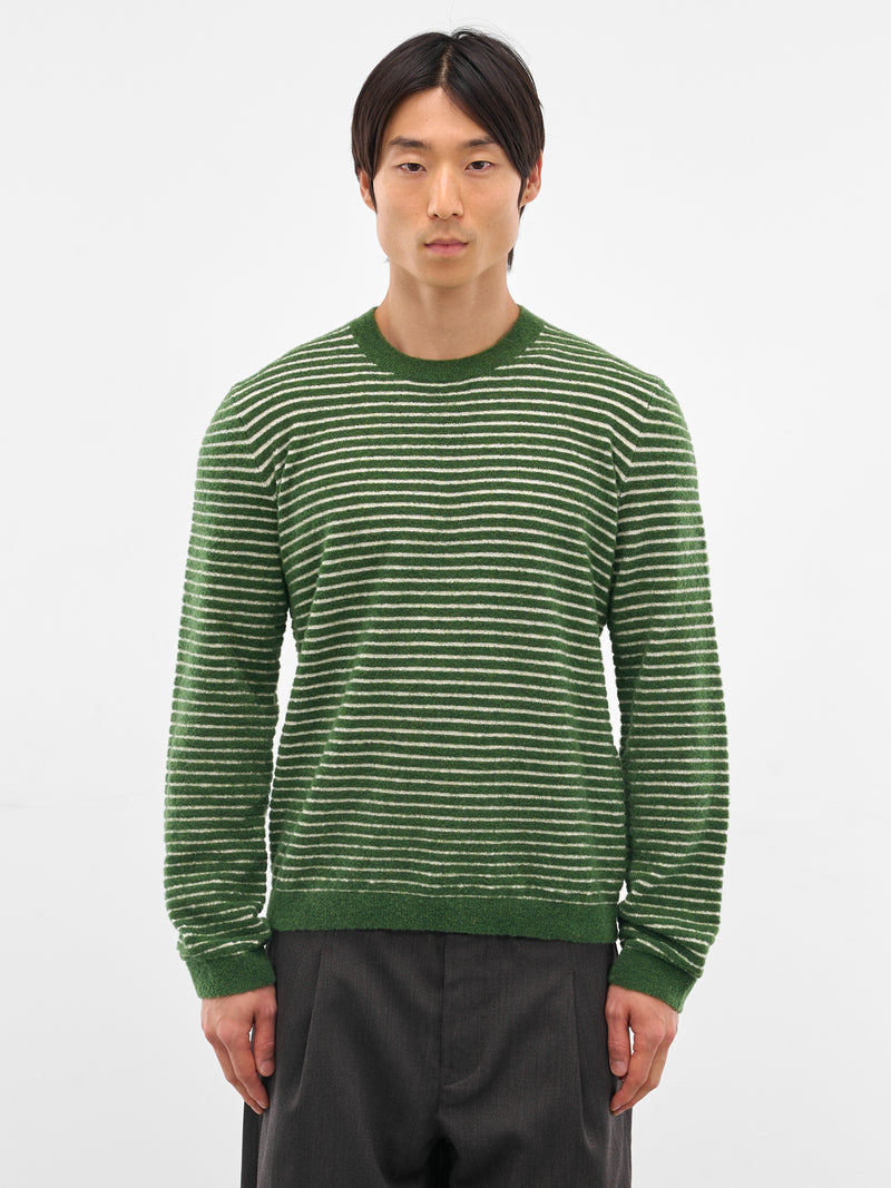 Green Wool-Alpaca Stripe Sweater (H526Y14KN2-ECRU-GREEN)