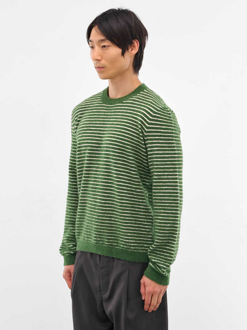 Green Wool-Alpaca Stripe Sweater (H526Y14KN2-ECRU-GREEN)