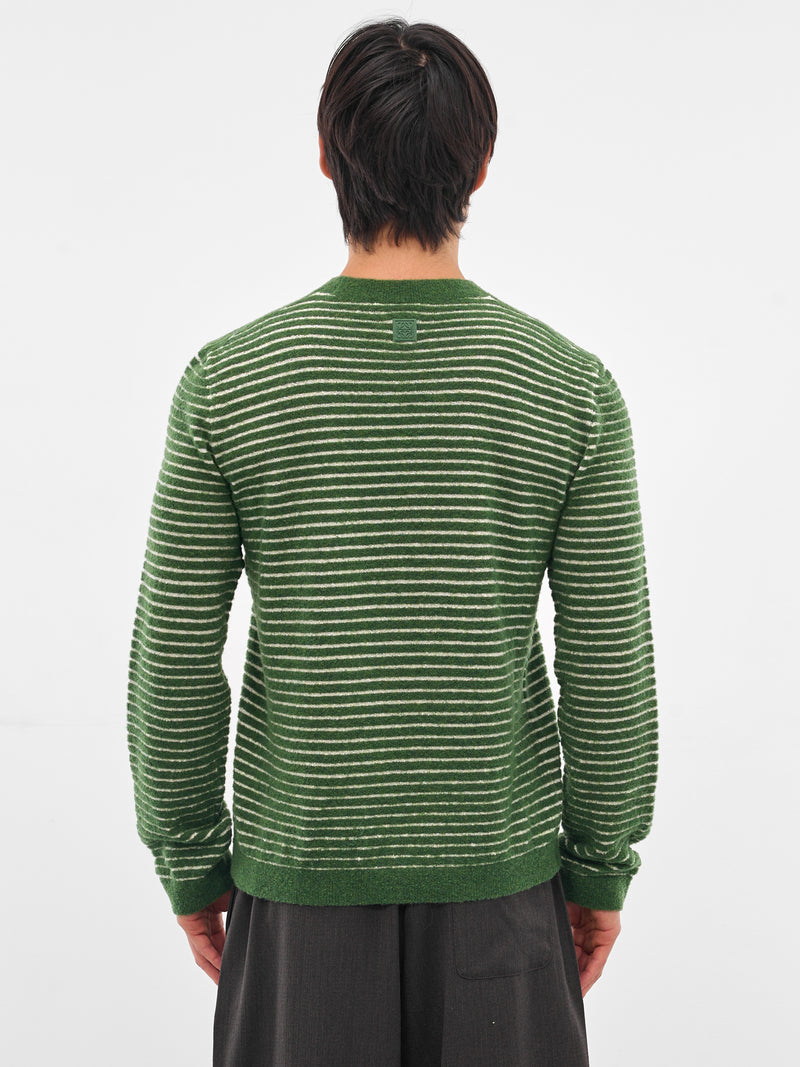 Green Wool-Alpaca Stripe Sweater (H526Y14KN2-ECRU-GREEN)