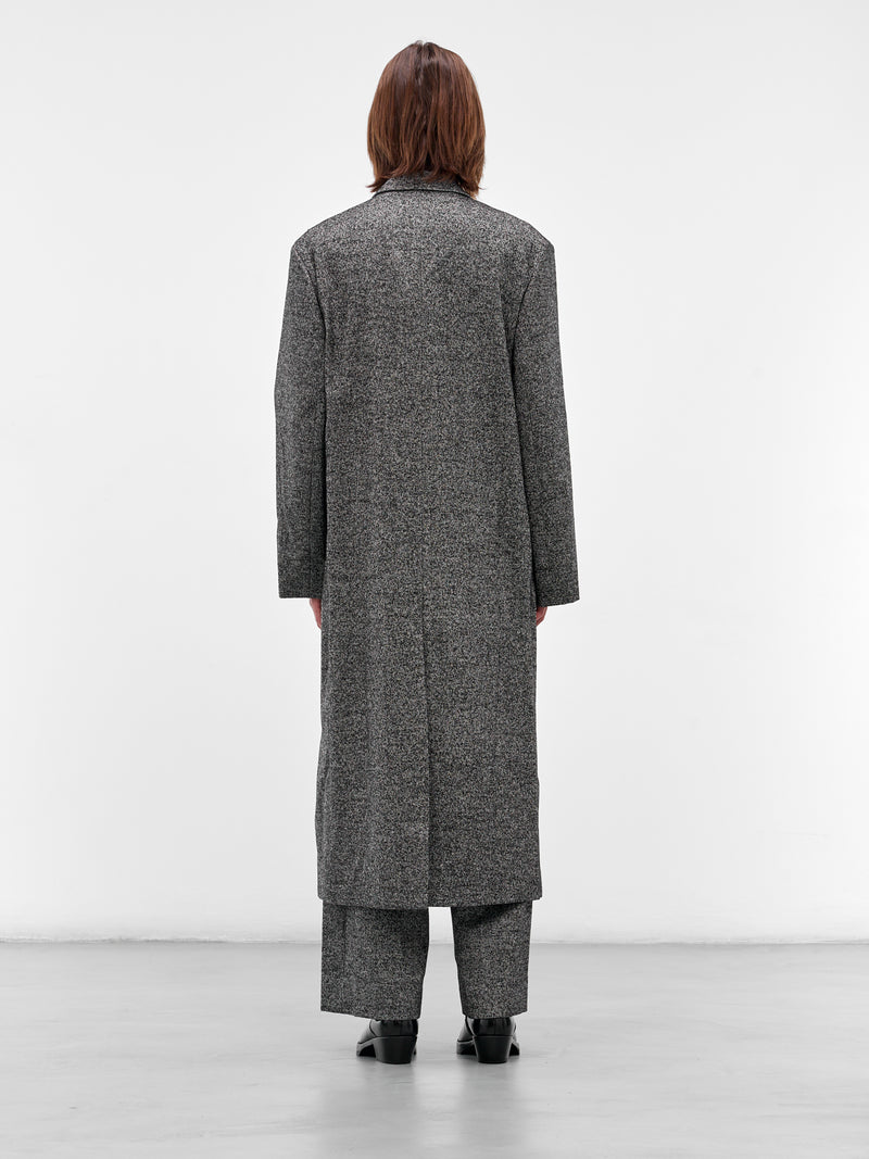 Gray Twill Double-Breasted Coat (H526Y01WD6-1102-BLAK-WHITE)