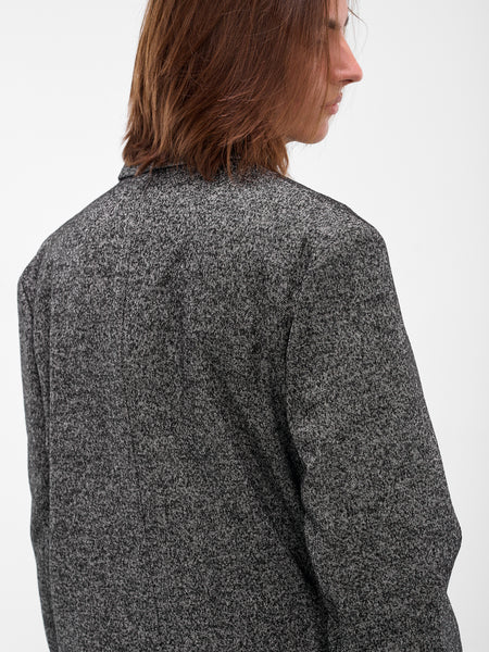 Gray Twill Double-Breasted Coat (H526Y01WD6-1102-BLAK-WHITE)