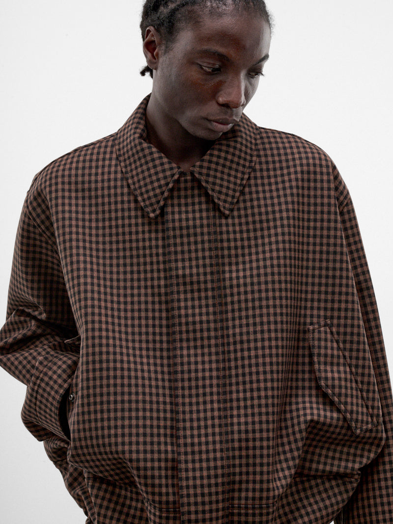 Brown Wool Checked Zip Jacket (H526Y02WGO-BROWN-BLACK)