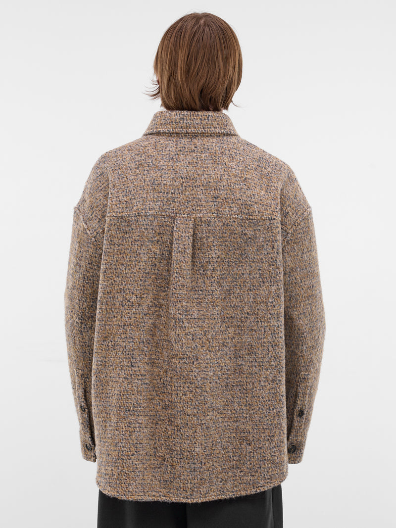 Beige Wool-Alpaca Check Overshirt (H526Y02X55-BEIGE-BLUE-MELANGE)