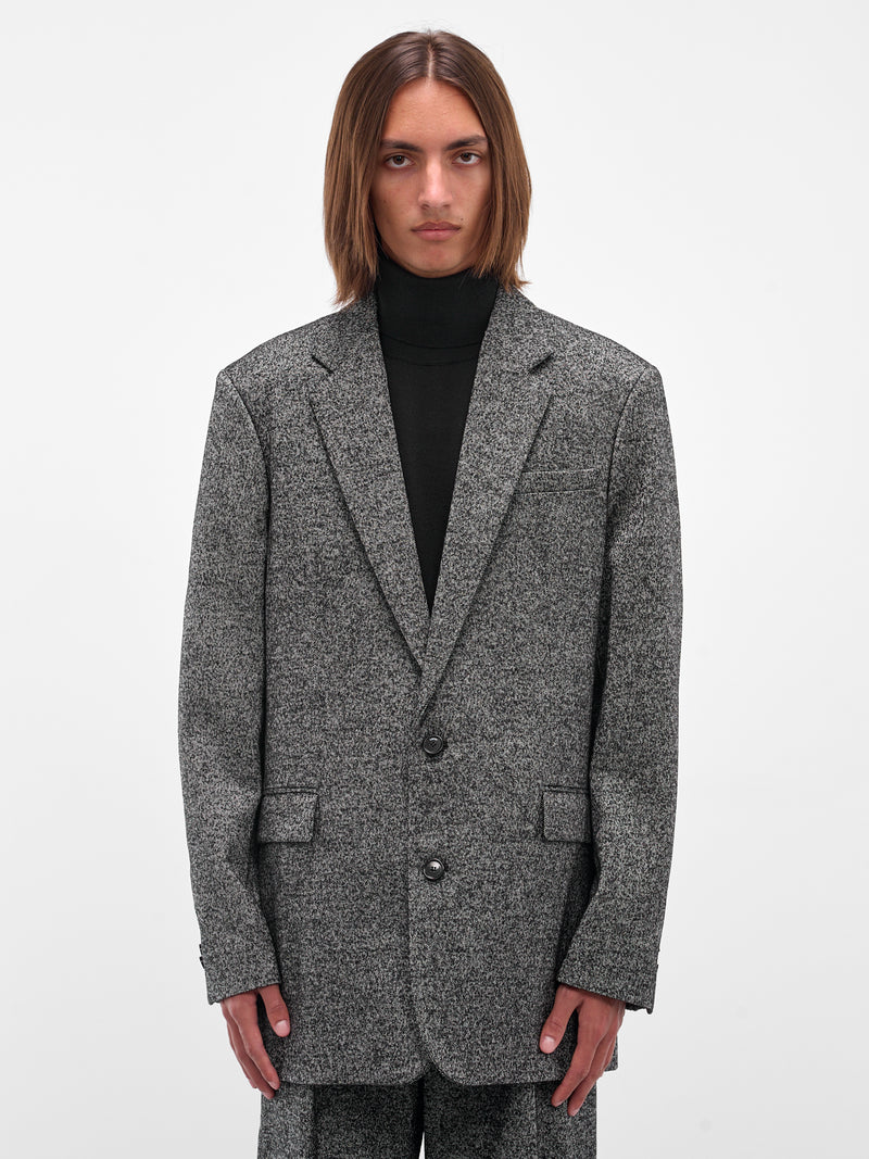 Gray Twill Oversized Blazer (H526Y03WC1-1102-BLACK-WHITE)