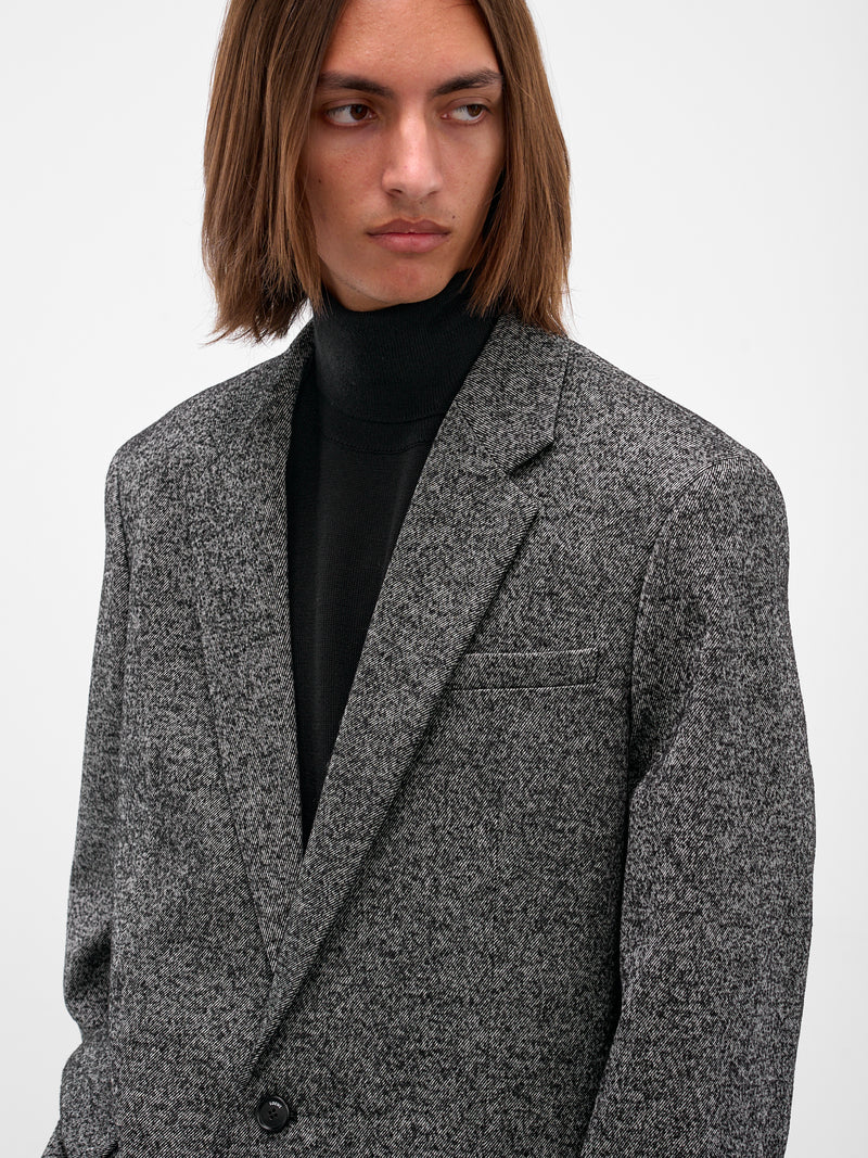 Gray Twill Oversized Blazer (H526Y03WC1-1102-BLACK-WHITE)