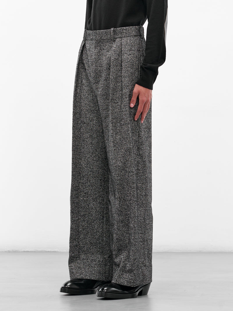 Gray Twill Wide Leg Trousers (H526Y04WH2-1440-GREY-MELANGE)