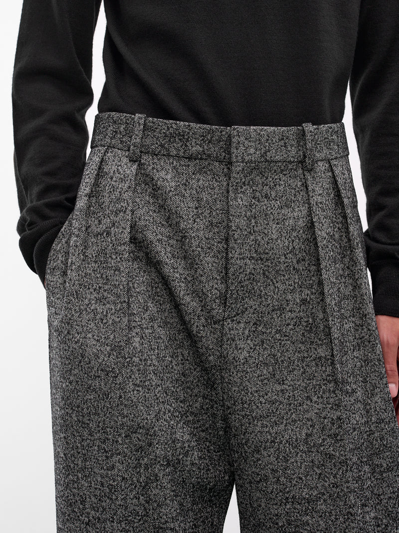 Gray Twill Wide Leg Trousers (H526Y04WH2-1440-GREY-MELANGE)