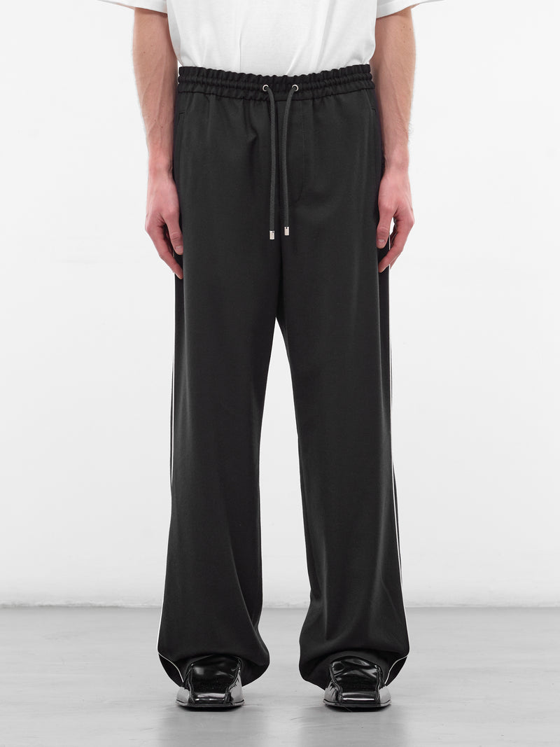 Navy Elasticated Wool Flannel Sweatpants (H526Y04X62-NAVY-BLUE)