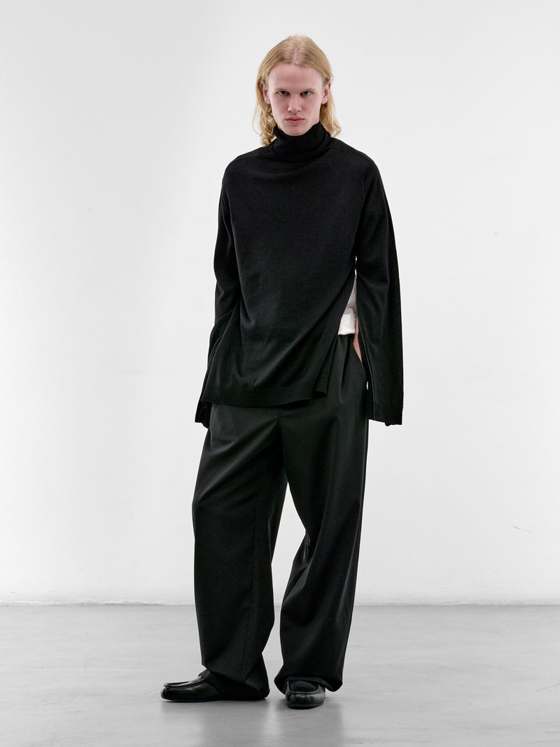 Black Wool Tailored Trousers (H526Y04X76-BLACK)