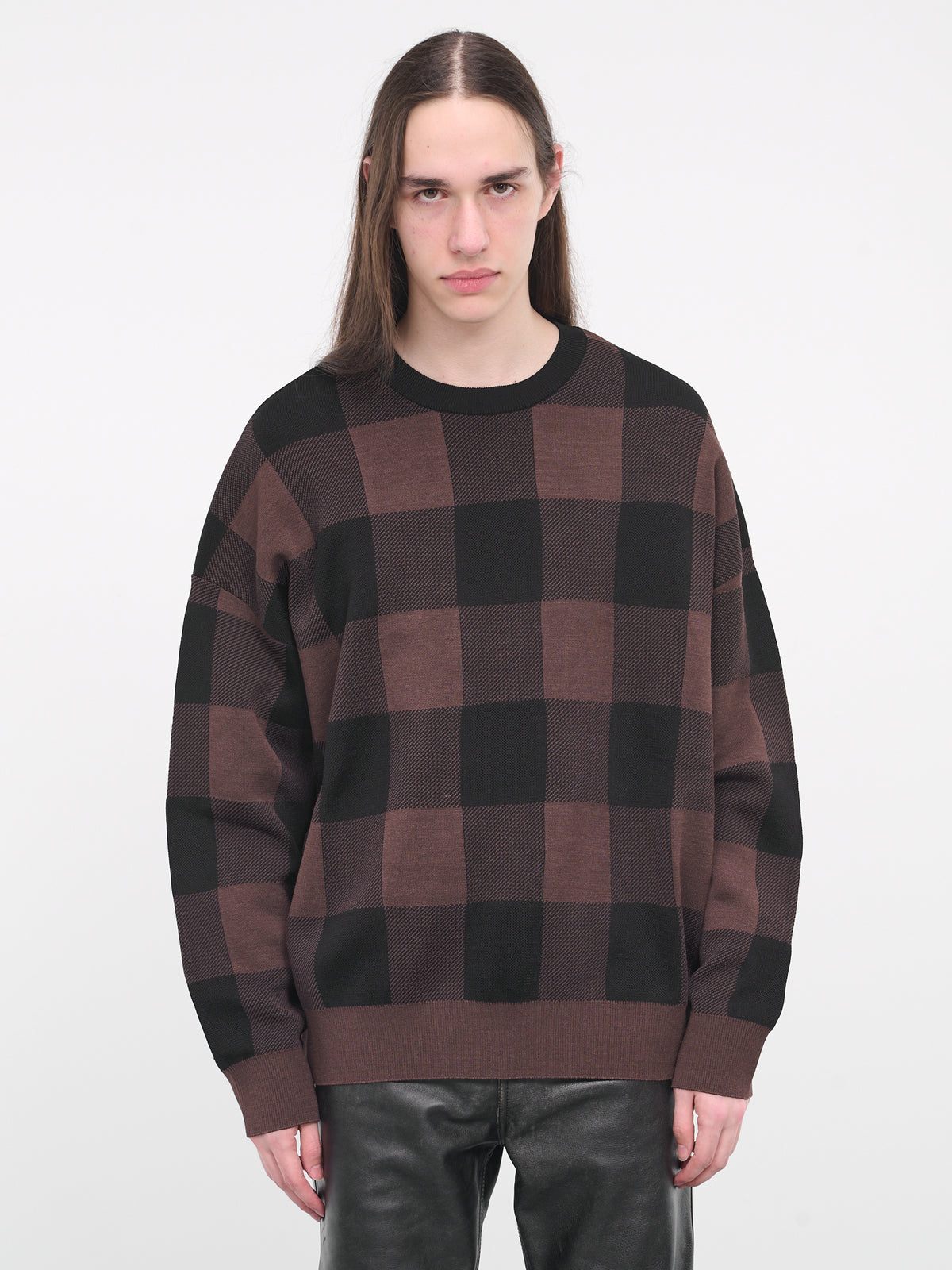 Check Sweater (H526Y14KGW-BLACK-BROWN)