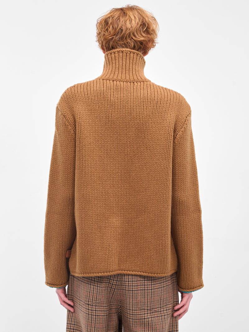 Tan Wool Turtleneck Sweater (H526Y14KMQ-2530-TAN)