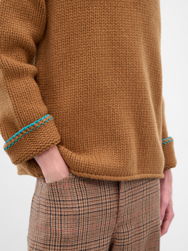 Tan Wool Turtleneck Sweater (H526Y14KMQ-2530-TAN)