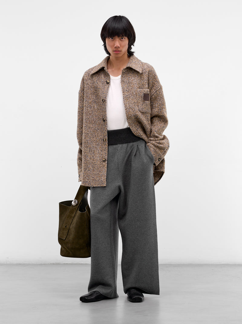 Gray Wool Ribbed Waistband Trousers (H526Y1MK23-GREY-MELANGE)