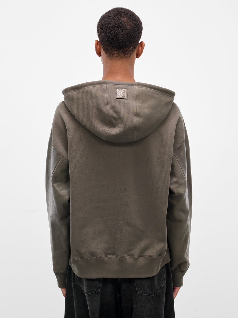 Gray Hybrid Lambskin Cotton Hoodie (H526Y25X66-4160-KHAKI-GREEN)