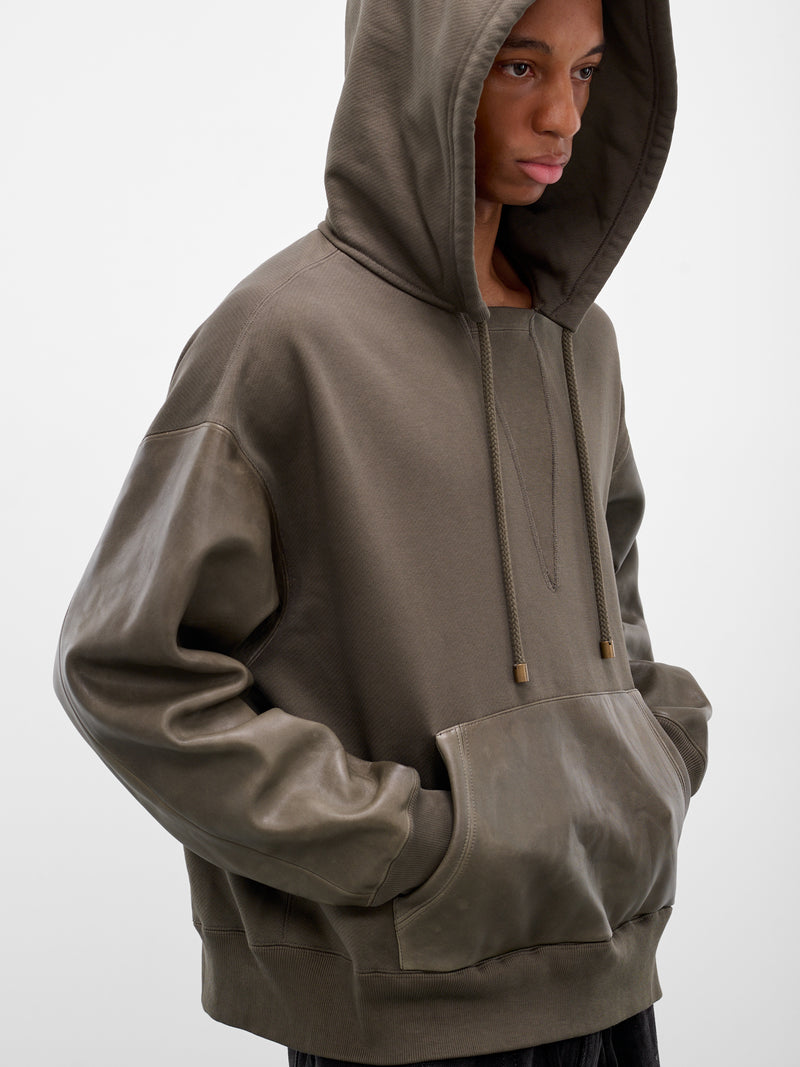 Gray Hybrid Lambskin Cotton Hoodie (H526Y25X66-4160-KHAKI-GREEN)