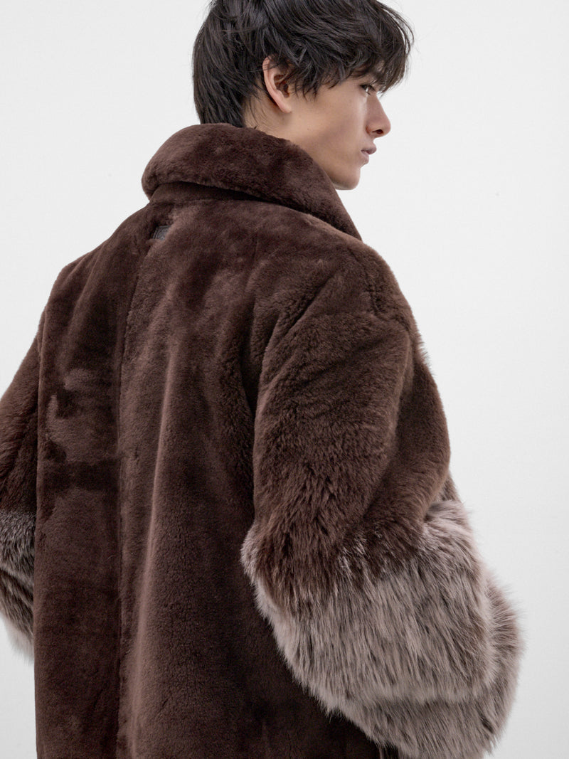 Brown Gradient Shearling Jacket (H526Y2SL76-DARK-BROWN)
