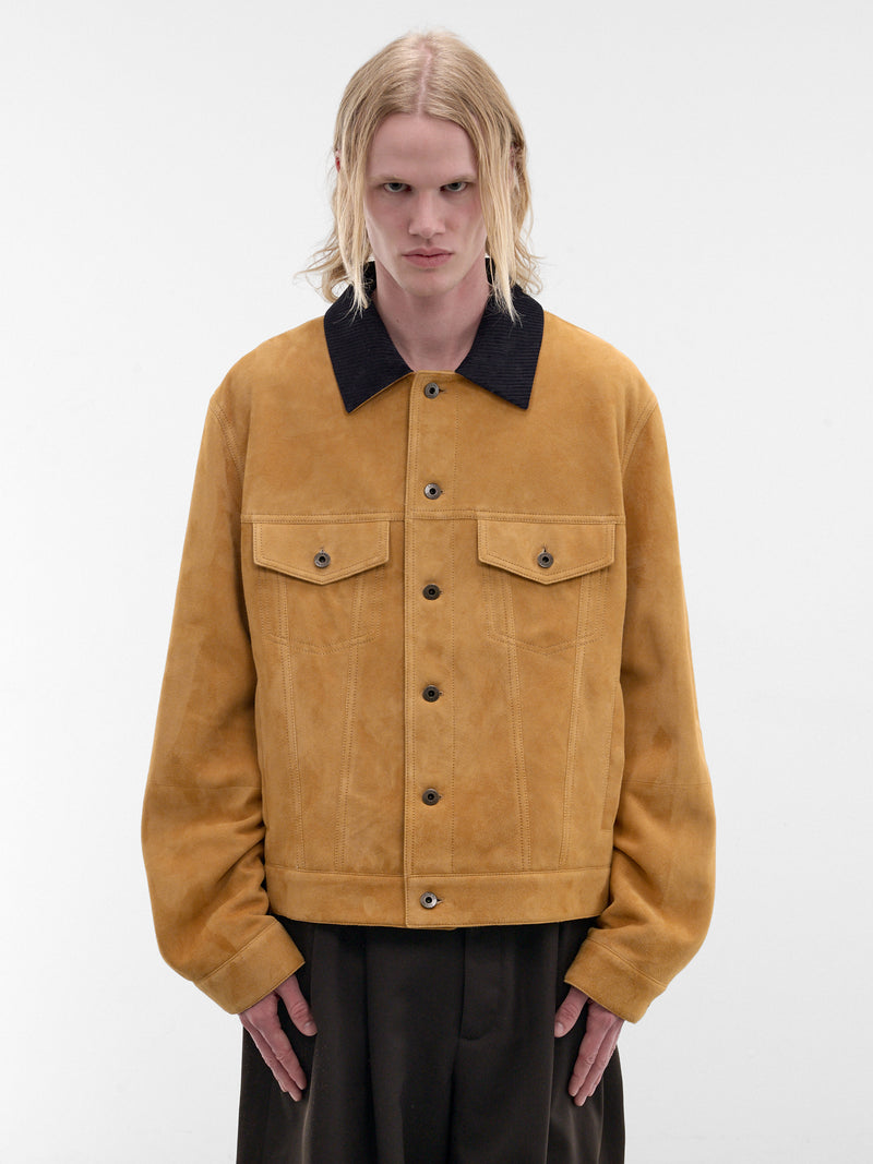 Camel Suede Goatskin Trucker Jacket (H526Y34LBN-CAMEL)
