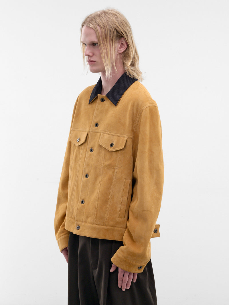 Camel Suede Goatskin Trucker Jacket (H526Y34LBN-CAMEL)