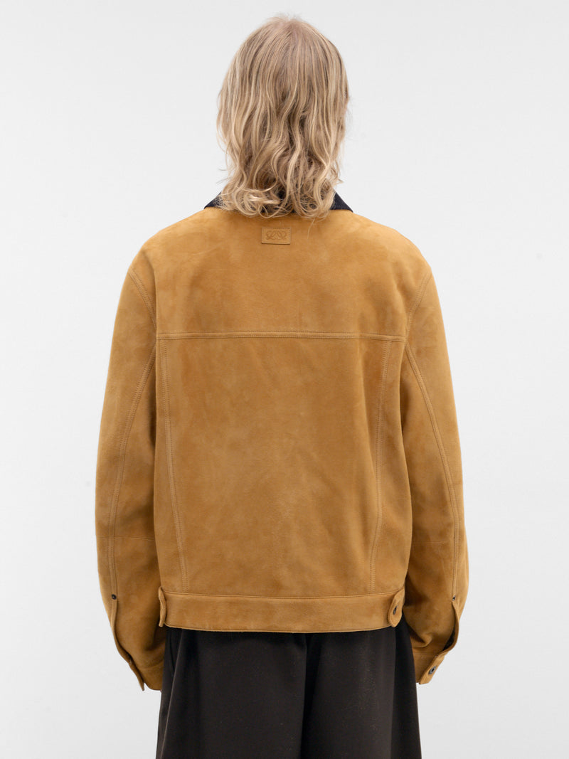 Camel Suede Goatskin Trucker Jacket (H526Y34LBN-CAMEL)