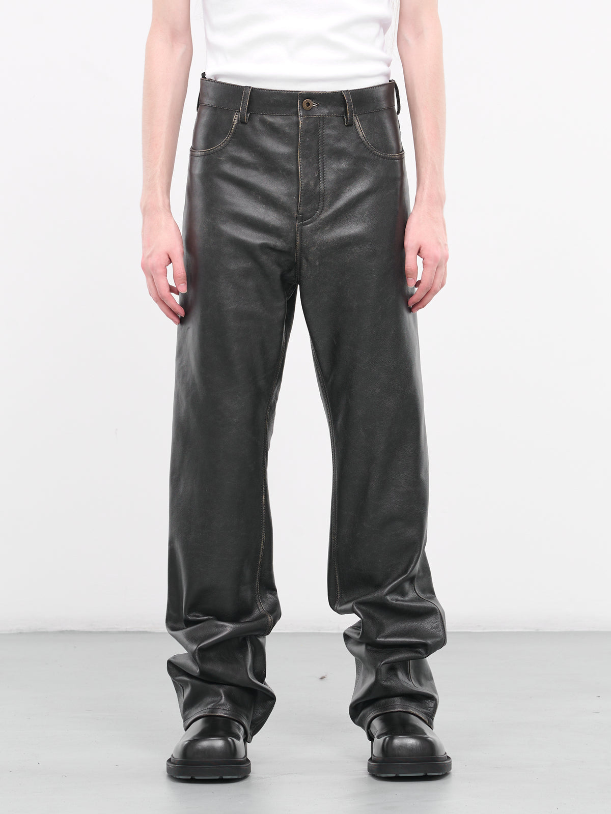 Bootleg Leather Trousers (H526Y54L41-BLACK)
