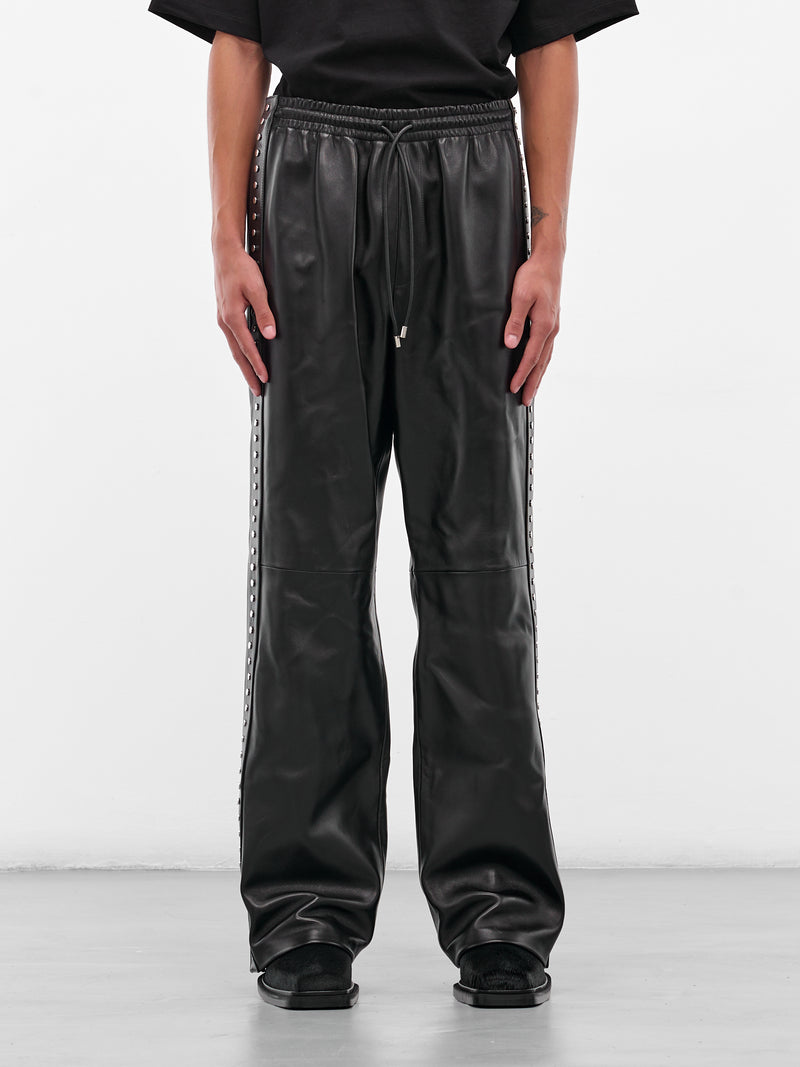 Black Studded Lambskin Elasticated Pants (H526Y54L71-1100-BLACK)